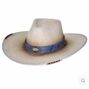 Light Grey and Blue Cowboy Hat